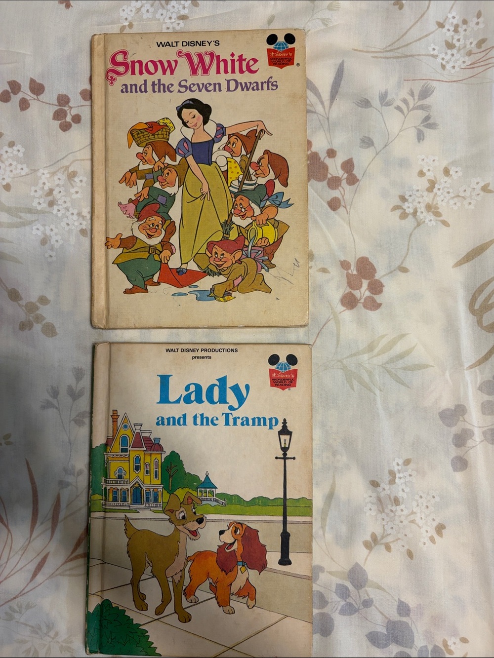 Vintage Walt Disney Lady and the Tramp and Snow White and the Seven dwarfs books